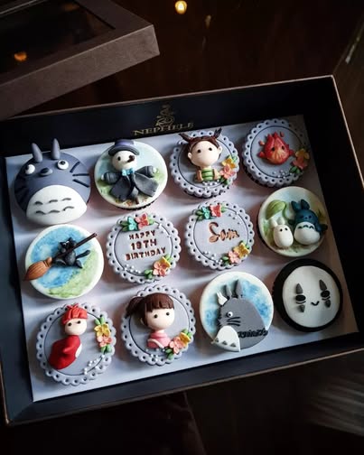 Nephele Cupcake Art matcha cupcakes with Studio Ghibli-inspired fondant designs